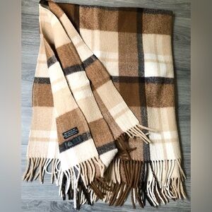 Vintage Brown and Cream Plaid Throw Blanket